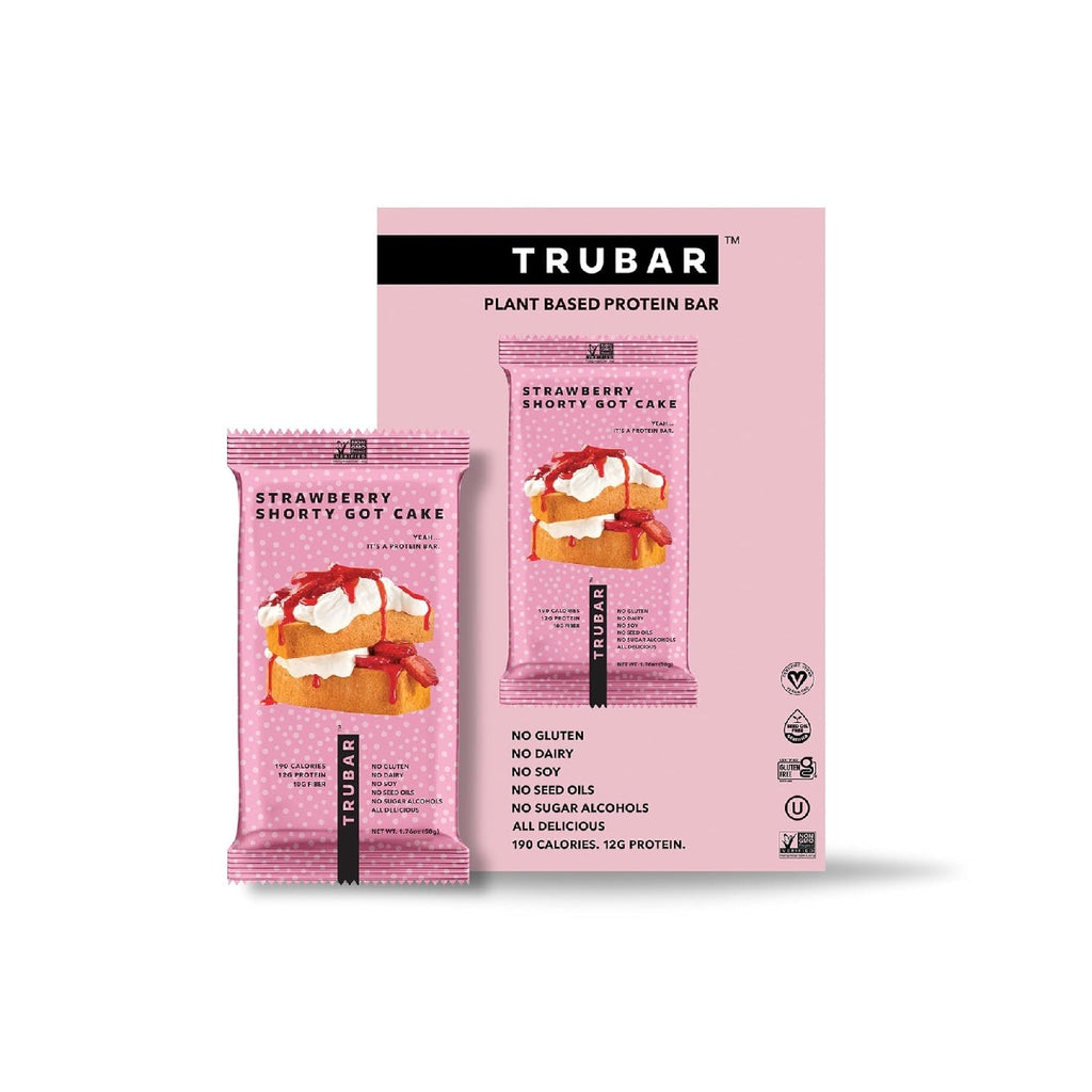 TRUBAR Plant-Based Protein Bar, 12g Protein, 13g Fiber, Vegan, Gluten Free, Non-GMO, Dairy Free, 12 CT