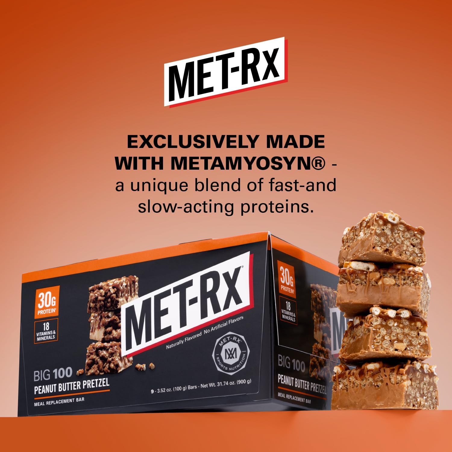 MET-Rx Big 100 Protein Bars, 100 g, (Pack of 9)