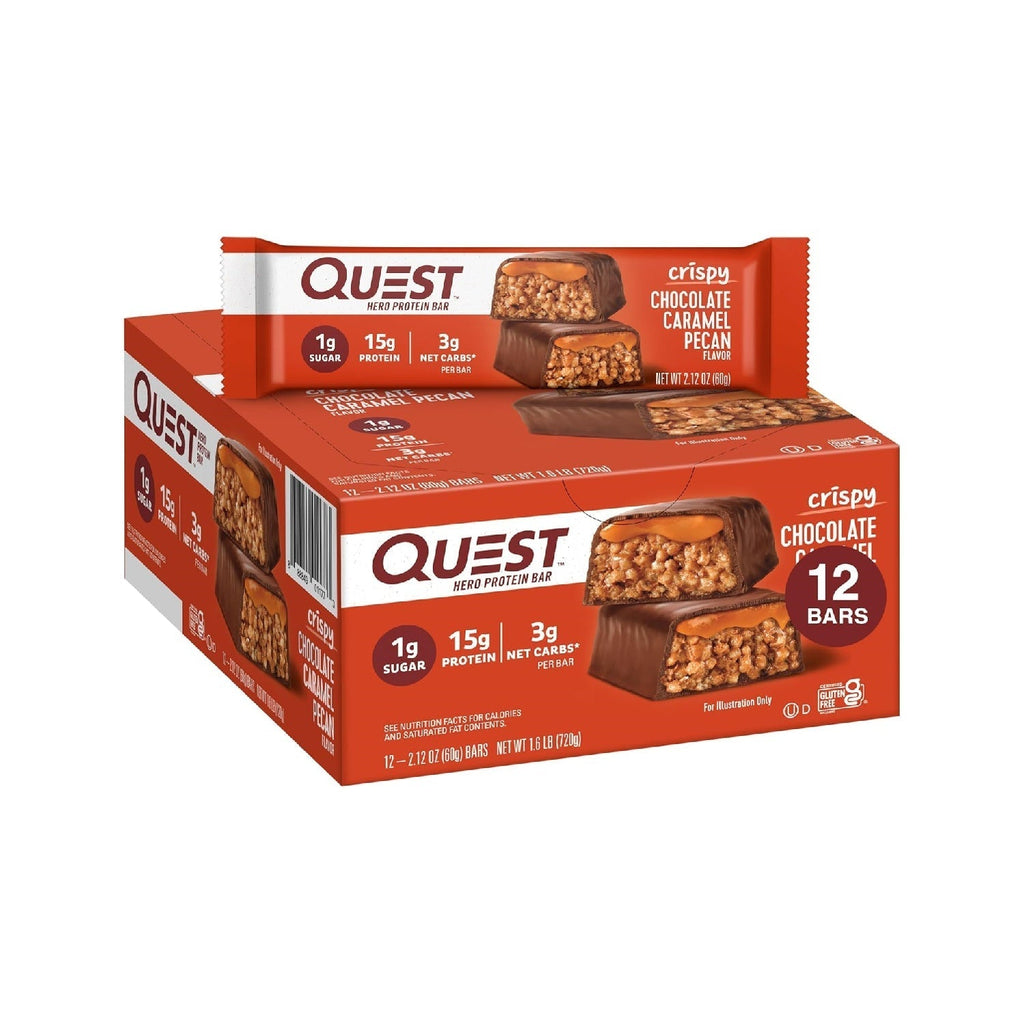Quest Nutrition Crispy  Hero Protein Bar, 18g Protein, 1g Sugar, 3g Net Carb, Gluten Free Protein Snack,  12 Count