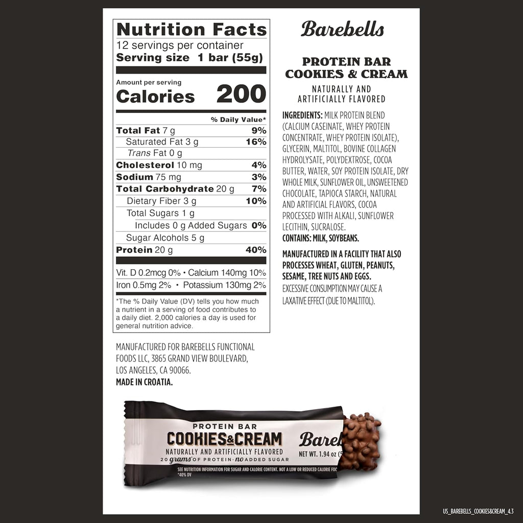 Barebells Protein Bars  - 12 Count, 20g High Protein Treats - Chocolate Nutrition Bar with 1g Total Sugars