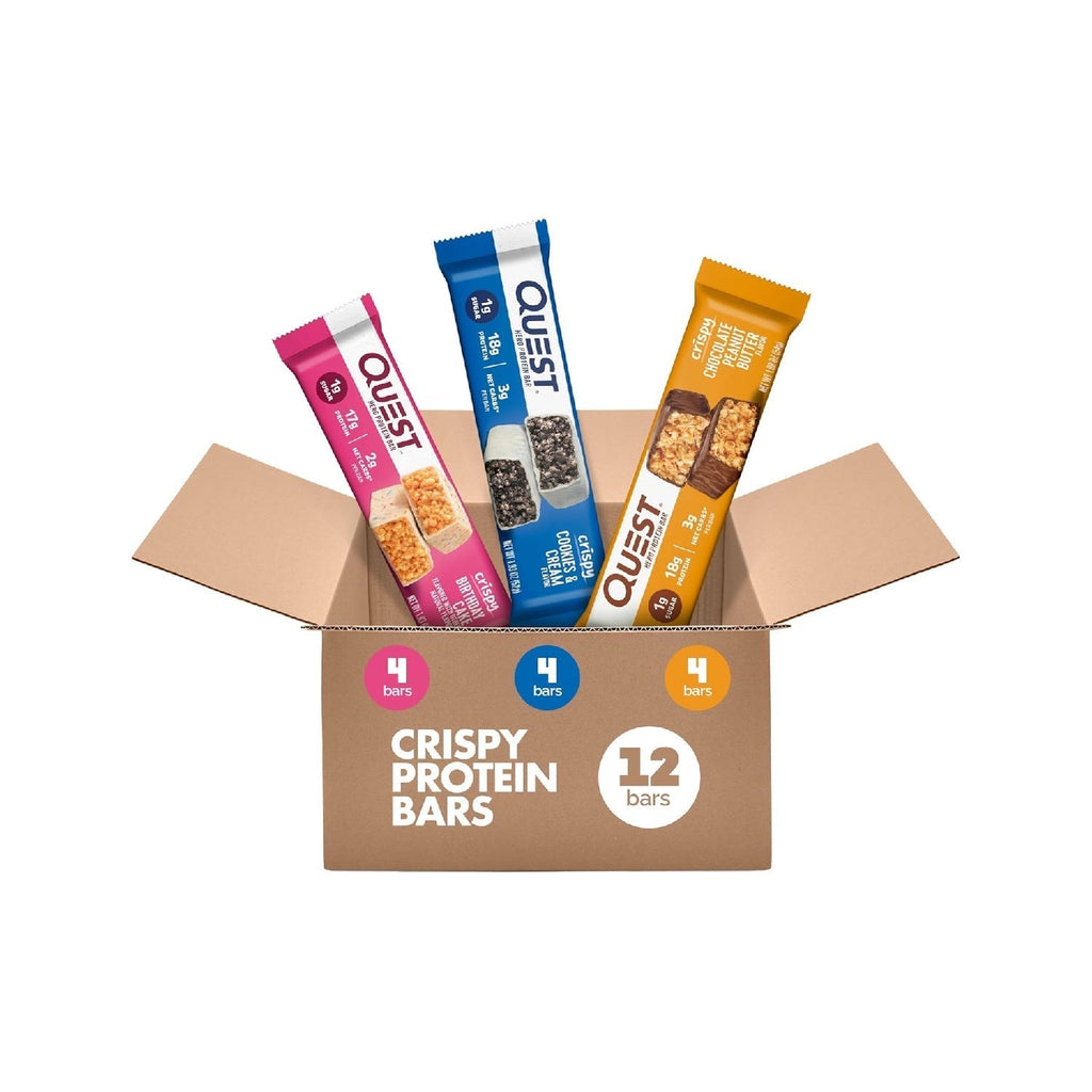 Quest Nutrition Crispy  Hero Protein Bar, 18g Protein, 1g Sugar, 3g Net Carb, Gluten Free Protein Snack,  12 Count