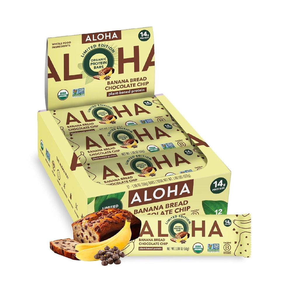 ALOHA Organic Plant Based Protein Bars | 1.98 Oz (Pack of 12) | Vegan, Low Sugar, Gluten Free