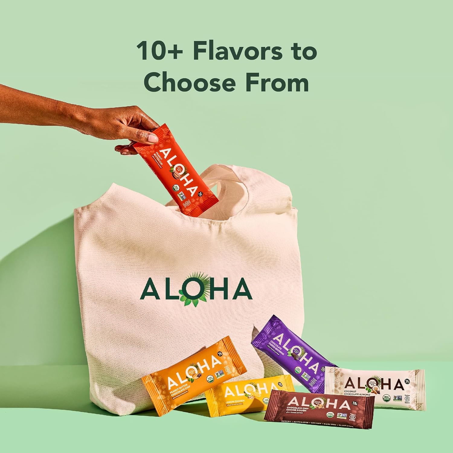 ALOHA Organic Plant Based Protein Bars | 1.98 Oz (Pack of 12) | Vegan, Low Sugar, Gluten Free