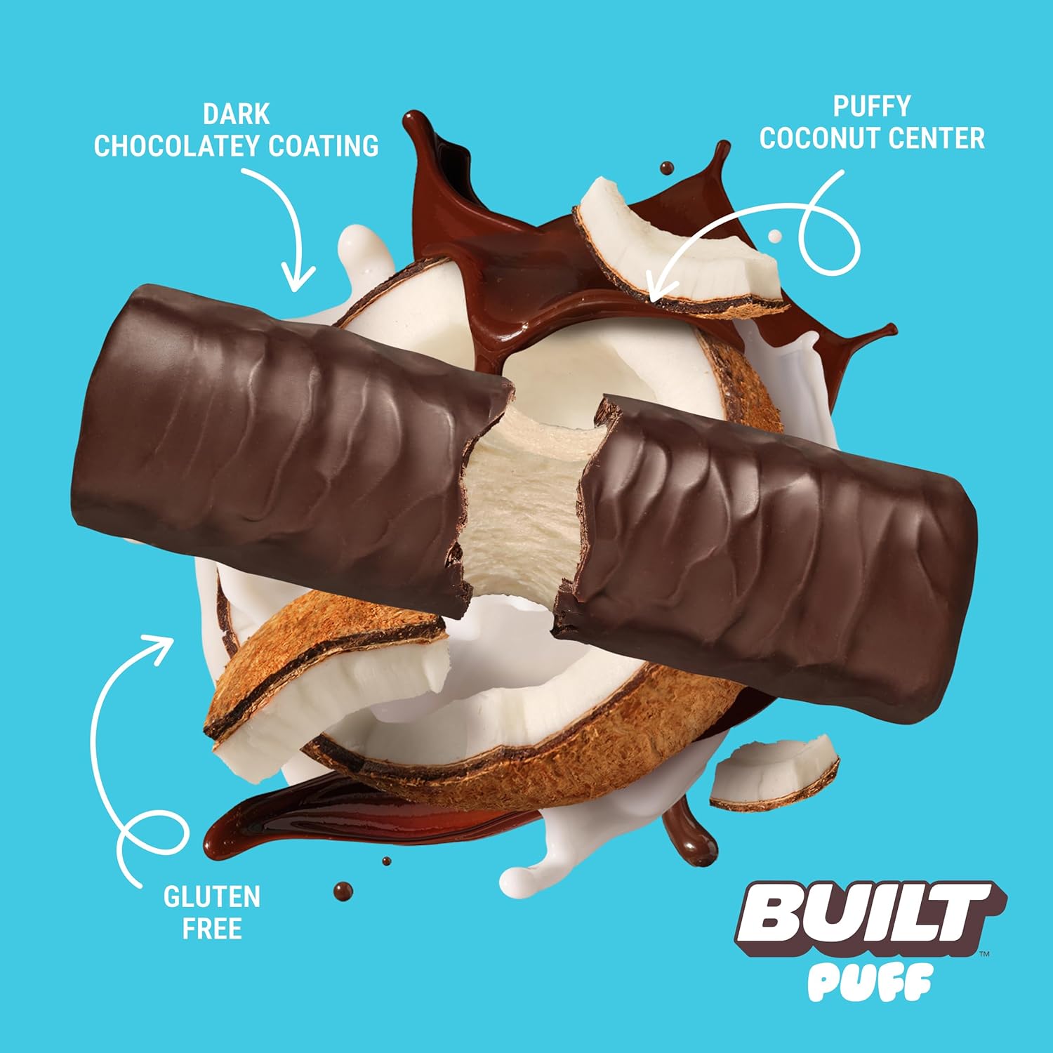 Built Bar, Puff Protein Bars, 17g Protein Snacks,  Only 140 Calories, 6g Sugar, Collagen, Gluten Free, 12 Count