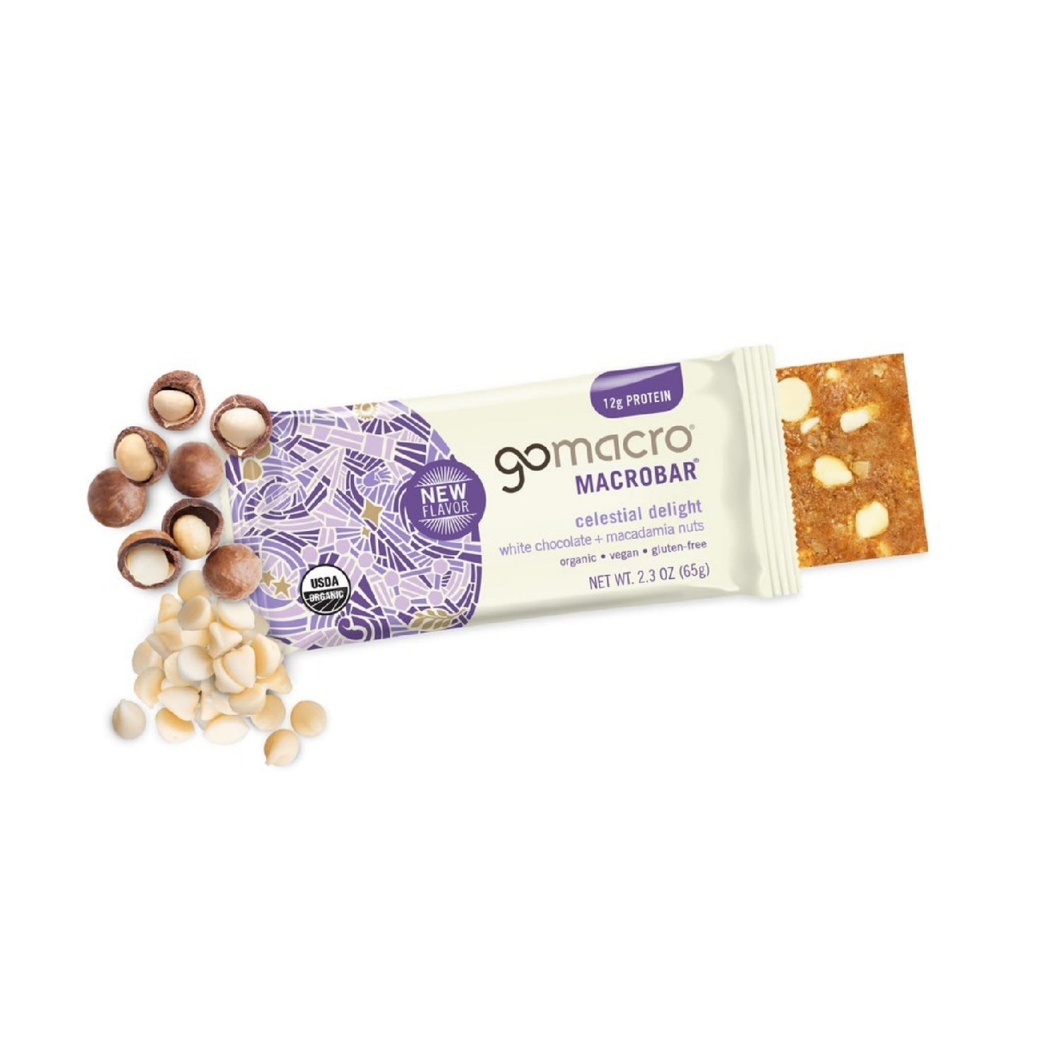 GoMacro MacroBar Organic Vegan Protein Bars, 11 grams of plant protein, 280 calories (2.3 Ounce Bars, 12 Count)