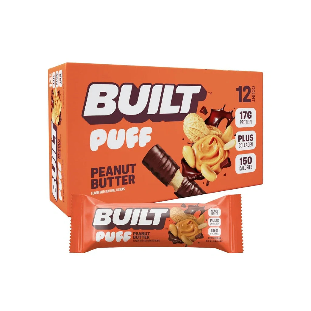 Built Bar Puff Protein Bars – 15g Protein, 160 Calories, 8g Sugar, 12 Count